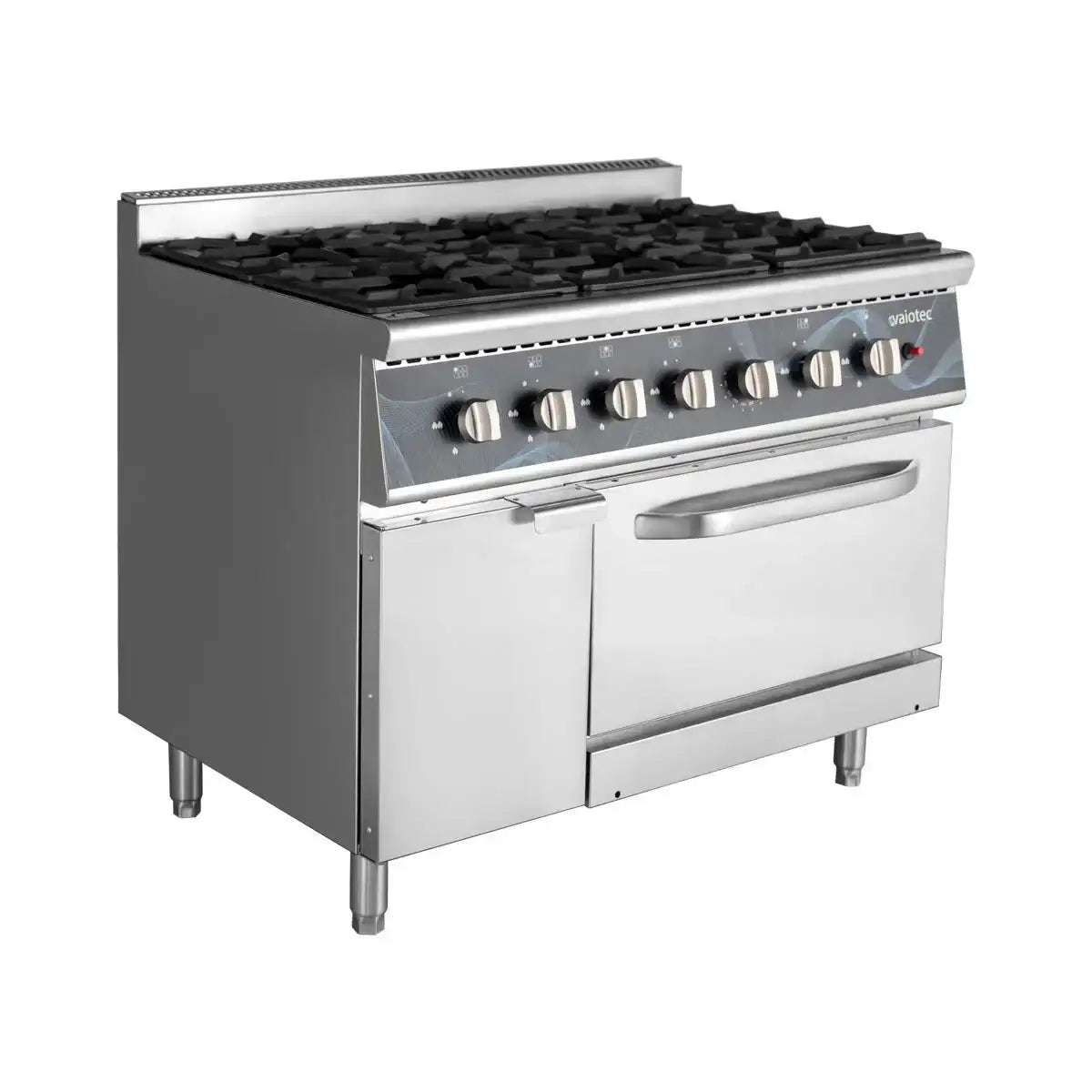 Edelstahl Gastro-Gasherd mit Backofen, Profi Gastronomiegerät für Großküchen
