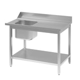 TOPLINE Zulauftisch 700, 1 Becken links, Anbauseite rechts B:1200