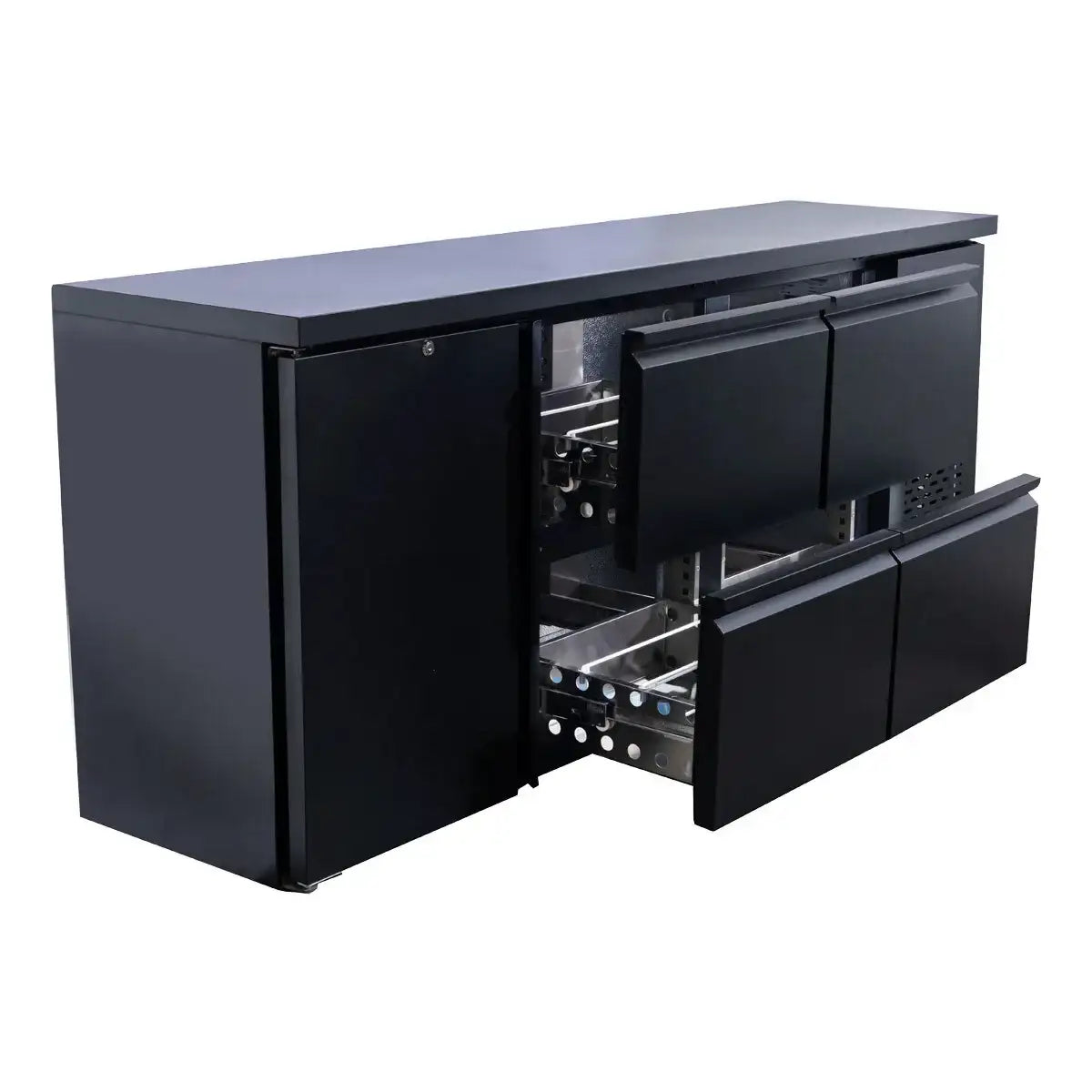EASYLINE Barkühltisch schwarz / 1 Tür & 4 Schubladen - 425 l