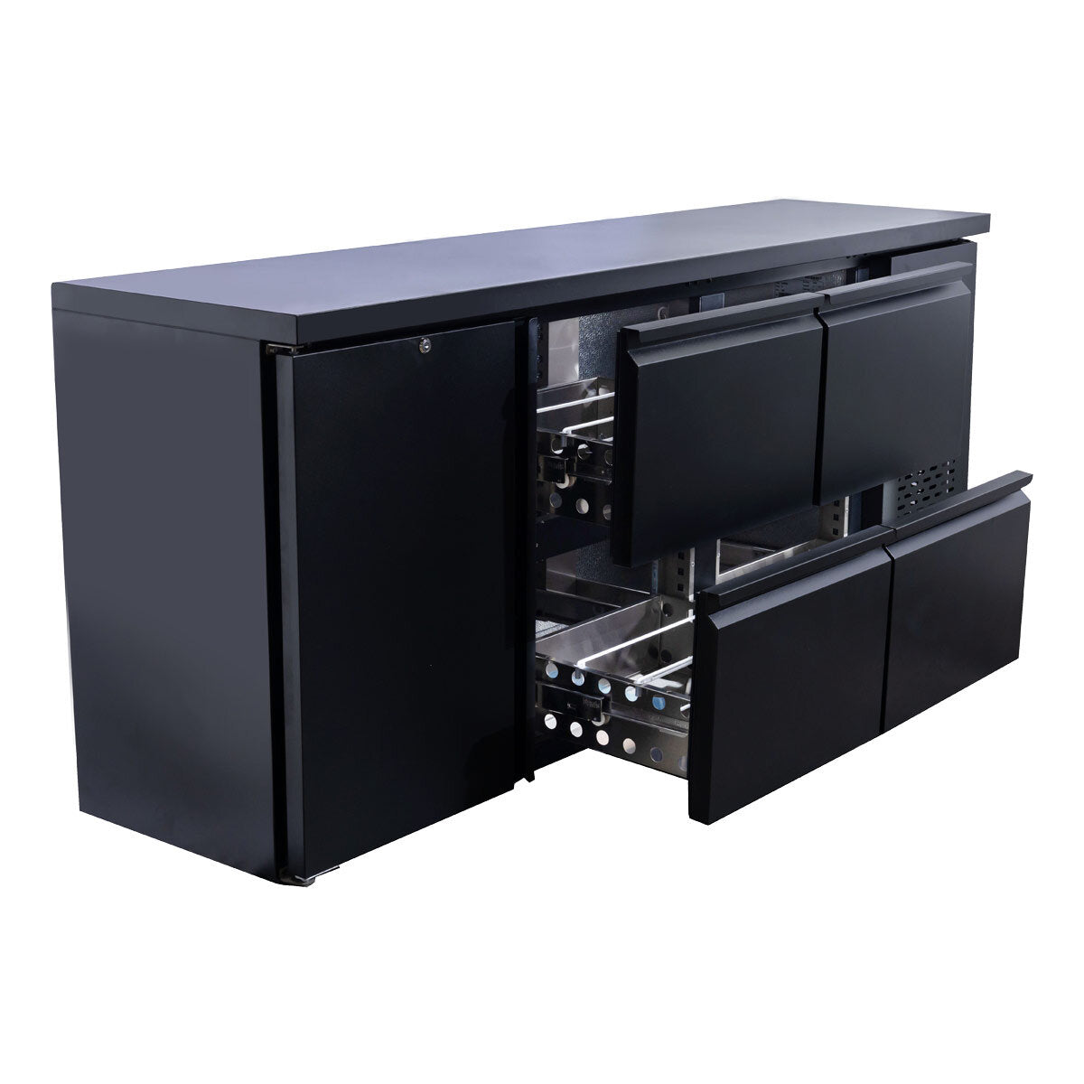 EASYLINE Barkühltisch schwarz / 1 Tür & 4 Schubladen - 425 l