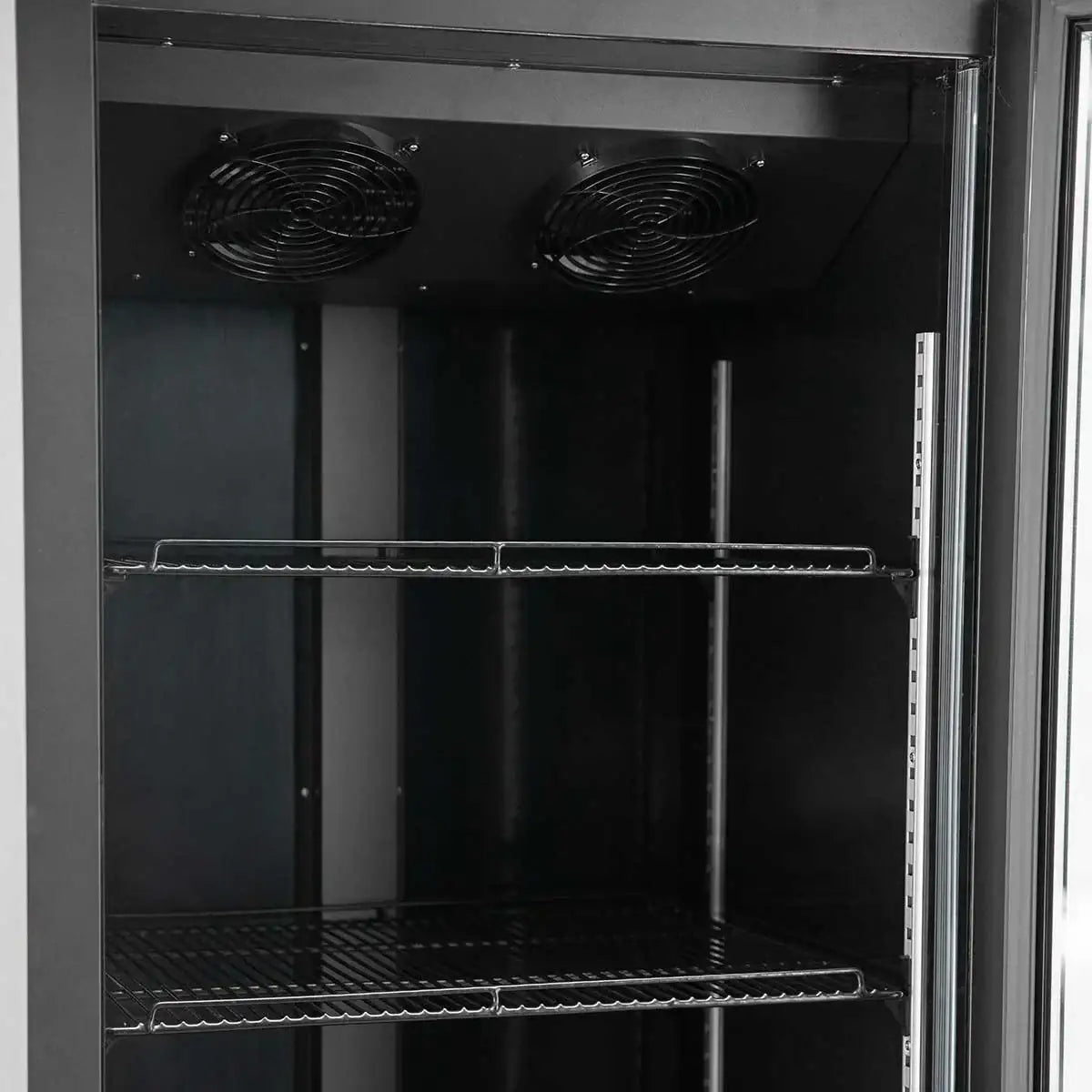 Gastronomie Kühlschrank mit Gitterregalen und Ventilatoren, Edelstahl, Gastro-Bedarf24