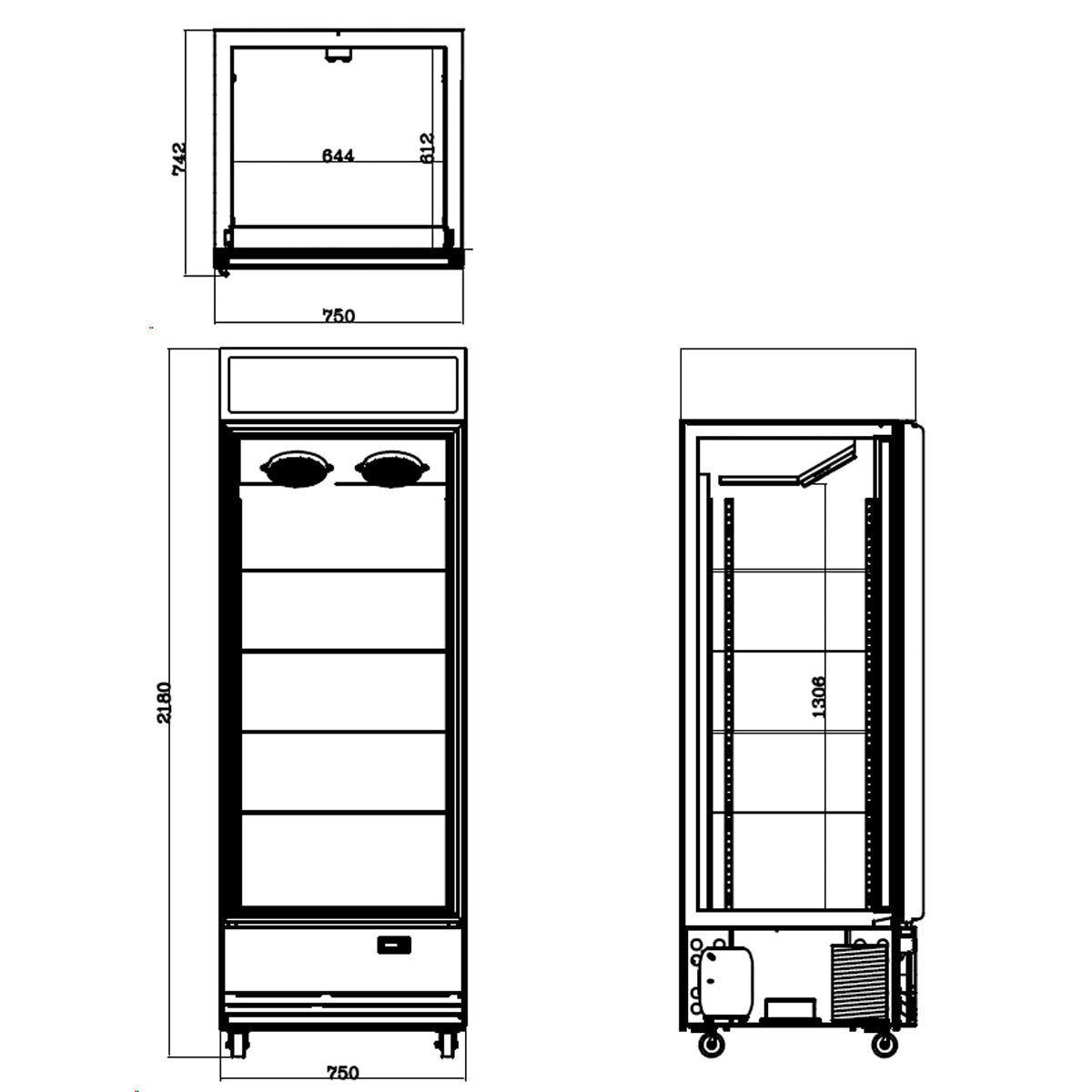 TOPLINE Getränkekühlschrank 570 Liter mit Leuchtaufsatz "schwarz"