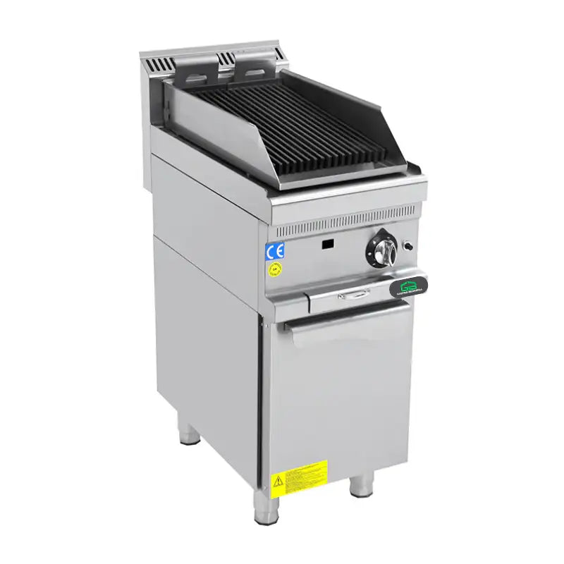 Professioneller Edelstahl-Grill für Gastronomie mit verstellbarem Rost und Bedienfeld