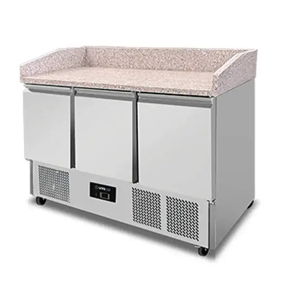 Pizza workbench with wheels | 350 L | 3 doors (1/1 GN) | +2 °C to +8 °C