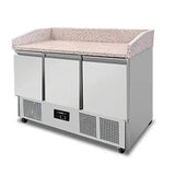 Pizzawerkbank mit Räder | 350 L | 3 Türen (1/1 GN) | +2 °C bis +8 °C