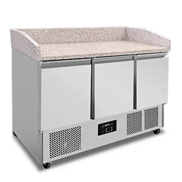 Pizza workbench with wheels | 350 L | 3 doors (1/1 GN) | +2 °C to +8 °C