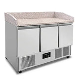 Pizzawerkbank mit Räder | 350 L | 3 Türen (1/1 GN) | +2 °C bis +8 °C