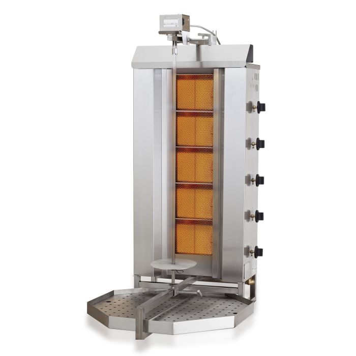 Gas Dönergrill - 5 Brenner - 16,1 kW - 565x600x1280 mm