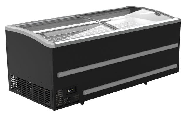 Supermarkt Tiefkühltruhe Schwarz 1880 Manuelles Auftauen - 1879x952x894 mm - 0,395 kW - Gastro-Bedarf24 GmbH
