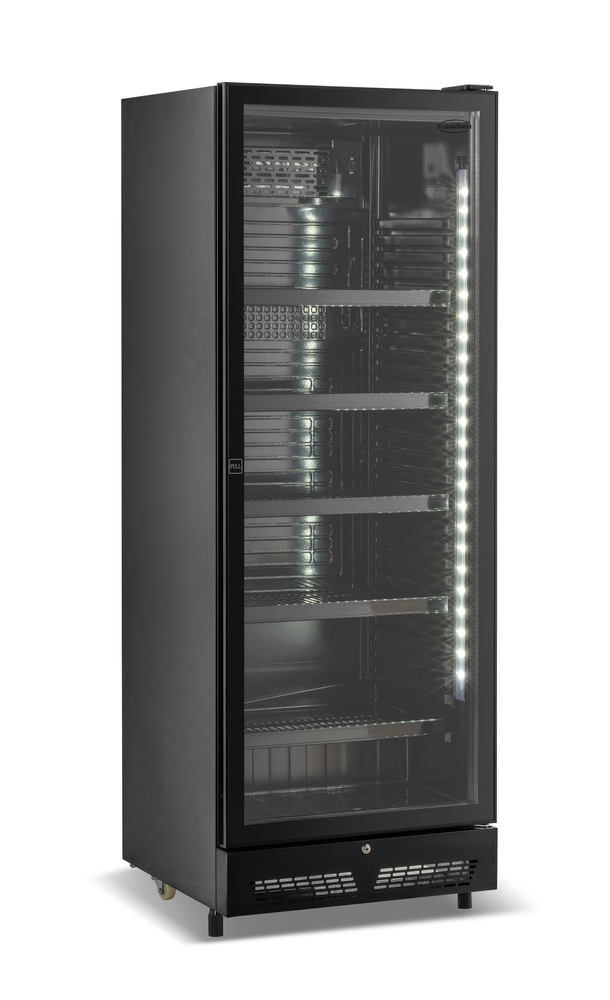 Kühlschrank 1 Glastür Schwarz SVE-450 Bl - 650x543x1794 mm - 0,23 kW - Gastro-Bedarf24 GmbH