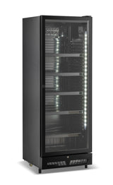 Kühlschrank 1 Glastür Schwarz SVE-450 Bl - 650x543x1794 mm - 0,23 kW - Gastro-Bedarf24 GmbH