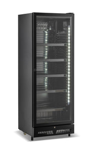 Kühlschrank 1 Glastür Schwarz SVE-450 Bl - 650x543x1794 mm - 0,23 kW - Gastro-Bedarf24 GmbH