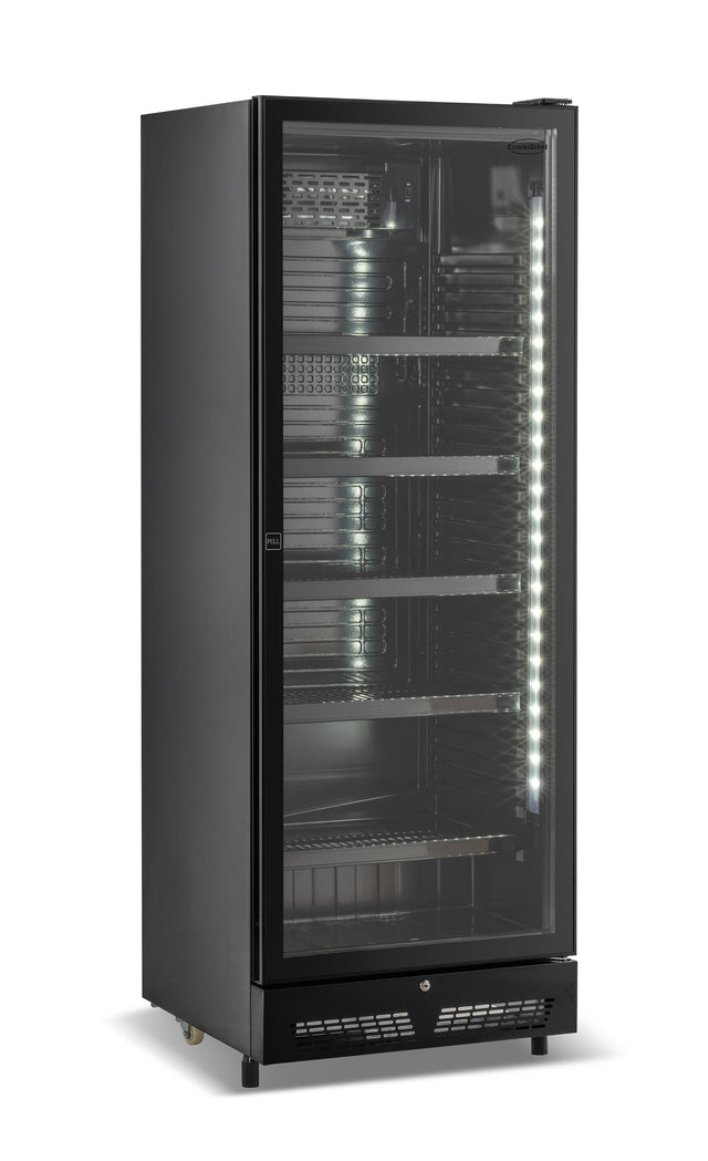 Kühlschrank 1 Glastür Schwarz SVE-450 Bl - 650x543x1794 mm - 0,23 kW - Gastro-Bedarf24 GmbH