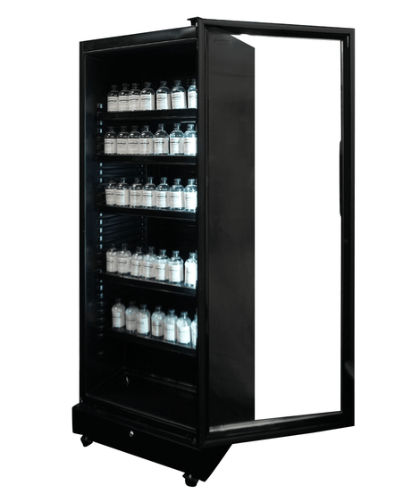 Kühlschrank 1 Glastür Schwarz SVE-450 Bl - 650x543x1794 mm - 0,23 kW - Gastro-Bedarf24 GmbH