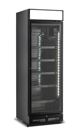 Kühlschrank 1 Glastür Schwarz Mit Canopy SVE-450 Blc - 650x543x1953 mm - 0,23 kW - Gastro-Bedarf24 GmbH