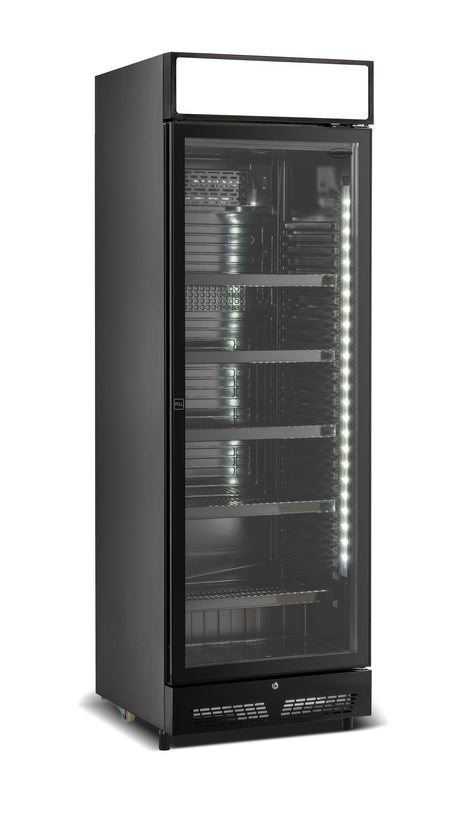 Kühlschrank 1 Glastür Schwarz Mit Canopy SVE-450 Blc - 650x543x1953 mm - 0,23 kW - Gastro-Bedarf24 GmbH