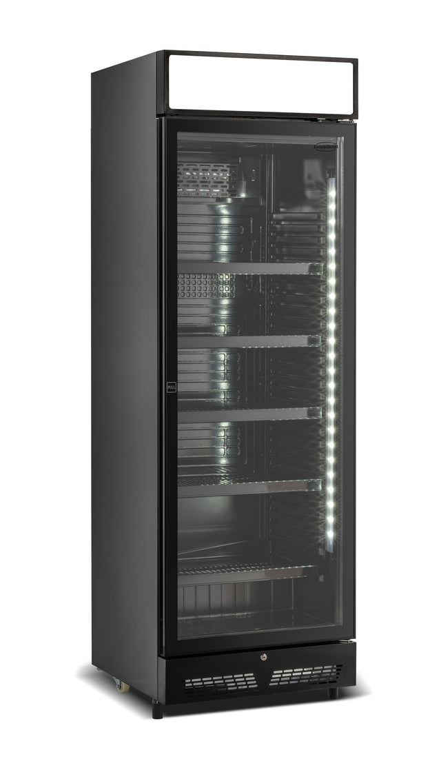 Kühlschrank 1 Glastür Schwarz Mit Canopy SVE-450 Blc - 650x543x1953 mm - 0,23 kW - Gastro-Bedarf24 GmbH