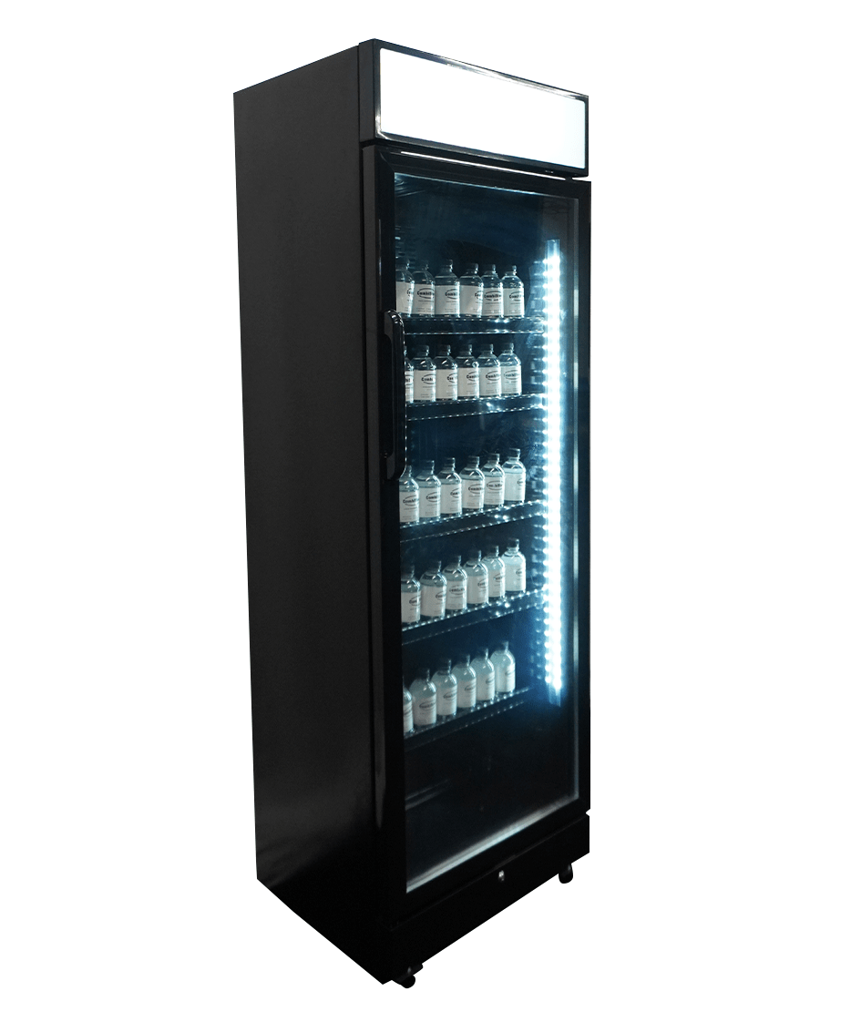 Kühlschrank 1 Glastür Schwarz Mit Canopy SVE-450 Blc - 650x543x1953 mm - 0,23 kW - Gastro-Bedarf24 GmbH