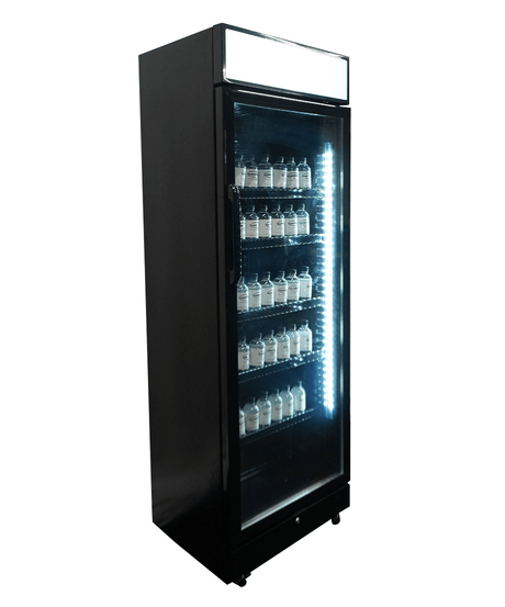 Kühlschrank 1 Glastür Schwarz Mit Canopy SVE-450 Blc - 650x543x1953 mm - 0,23 kW - Gastro-Bedarf24 GmbH