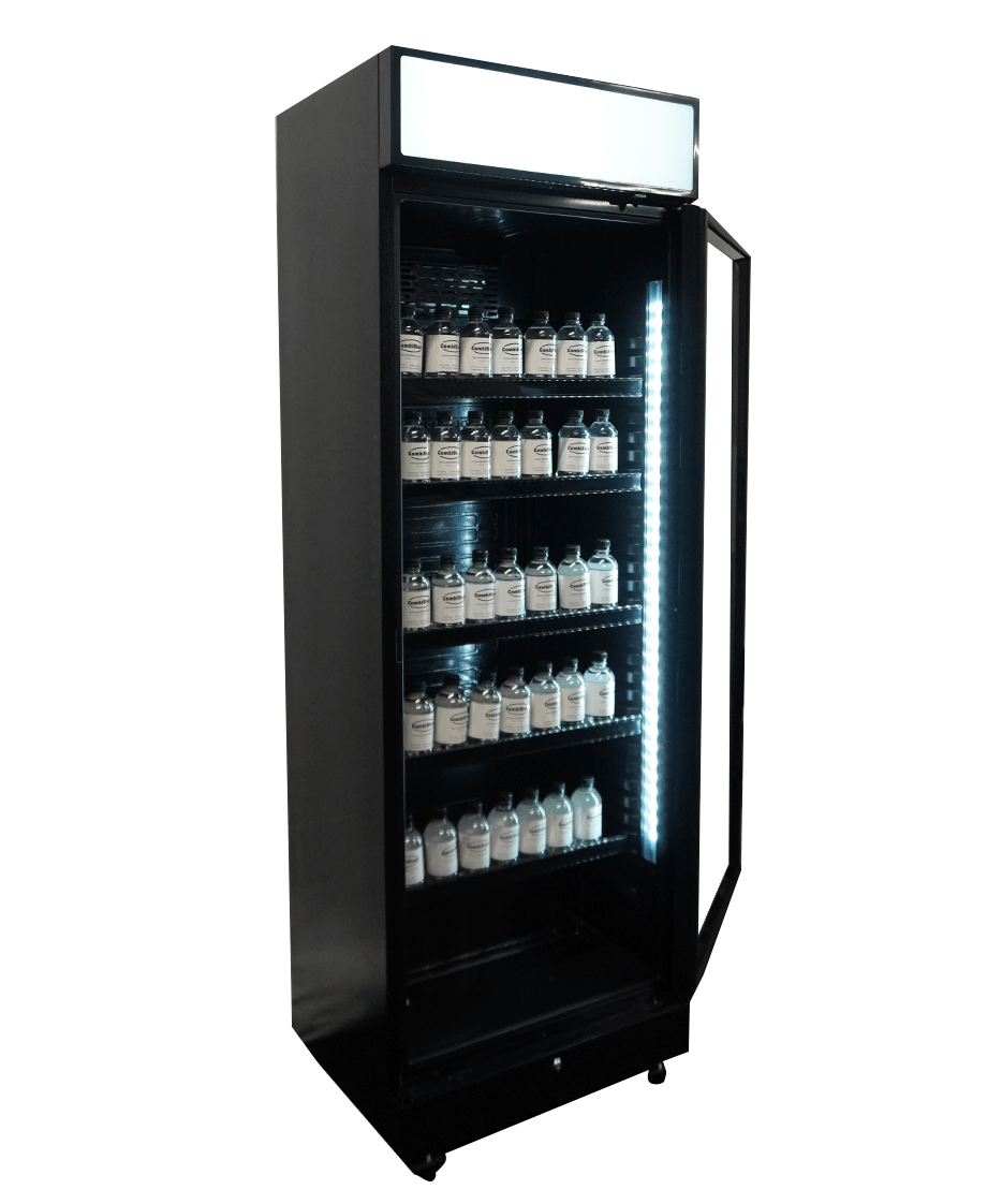 Kühlschrank 1 Glastür Schwarz Mit Canopy SVE-450 Blc - 650x543x1953 mm - 0,23 kW - Gastro-Bedarf24 GmbH