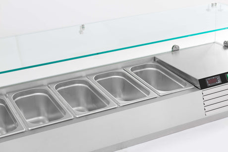 Aufsatzvitrine 1/4 GN X 6 - 1400x335x435 mm - 0,34 kW - Gastro-Bedarf24 GmbH