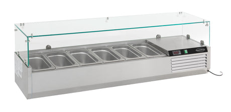 Aufsatzvitrine 1/4 GN X 6 - 1400x335x435 mm - 0,34 kW - Gastro-Bedarf24 GmbH