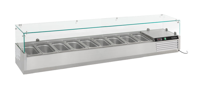 Aufsatzvitrine 1/3 GN X 9 - 2000x395x435 mm - 0,34 kW - Gastro-Bedarf24 GmbH