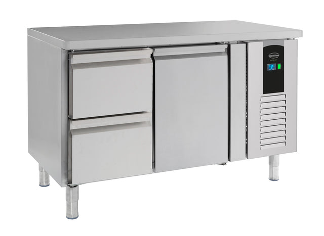 700 Kühltisch 1 Tür Und 2 Schubladen Energy Line - 1360x700x860 mm - 0,3 kW - Gastro-Bedarf24 GmbH