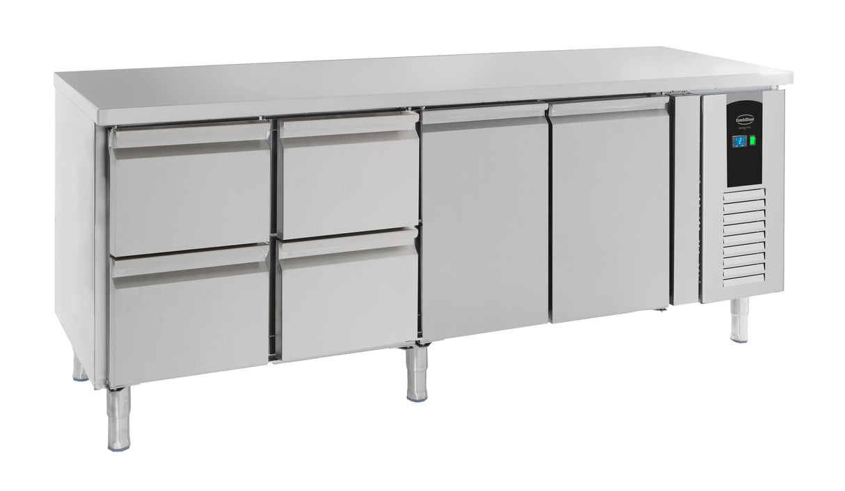 700 Kühltisch 2 Türen Und 4 Schubladen Energy Line - 2230x700x860 mm - 0,3 kW - Gastro-Bedarf24 GmbH