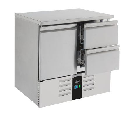 Kühltisch 1 TÜR/2 Laden Energy Line Ausgestattet Mit Verdampfer - 903x700x870 mm - 0,155 kW - Gastro-Bedarf24 GmbH