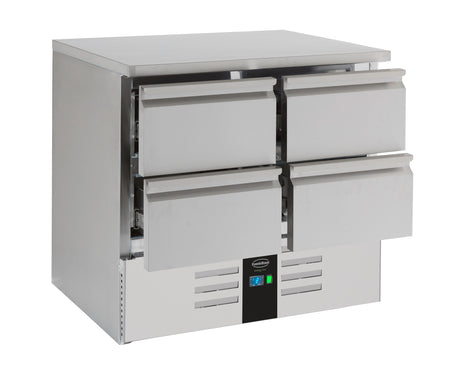Kühltisch 4 Laden Energy Line Ausgestattet Mit Verdampfer - 903x700x870 mm - 0,155 kW - Gastro-Bedarf24 GmbH