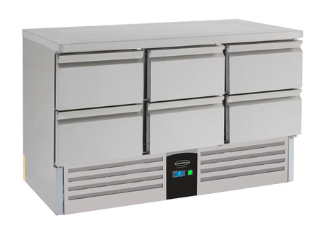 Kühltisch 6 Schubladen Energy Line Ausgestattet Mit Verdampfer - 1368x700x870 mm - 0,235 kW - Gastro-Bedarf24 GmbH