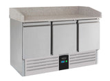 Pizzatisch 3 Türen Energy Line Ausgestattet Mit Verdampfer - 1400x700x1020 mm - 0,235 kW - Gastro-Bedarf24 GmbH