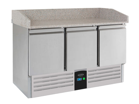 Pizzatisch 3 Türen Energy Line Ausgestattet Mit Verdampfer - 1400x700x1020 mm - 0,235 kW - Gastro-Bedarf24 GmbH