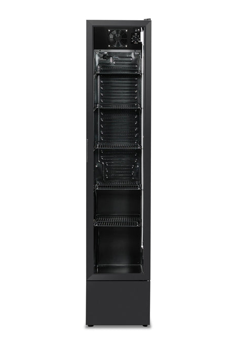 Kühlschrank Glastür Schmall Schwarz NAP-150 - 390x470x1880 mm - 0.138 kW - Gastro-Bedarf24 GmbH
