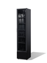 Kühlschrank Glastür Schmall Schwarz NAP-150 - 390x470x1880 mm - 0.138 kW - Gastro-Bedarf24 GmbH