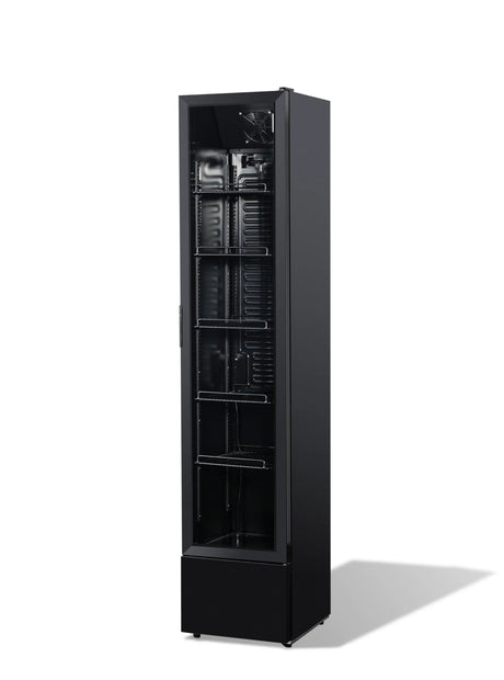 Kühlschrank Glastür Schmall Schwarz NAP-150 - 390x470x1880 mm - 0.138 kW - Gastro-Bedarf24 GmbH