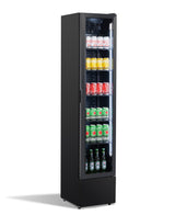 Kühlschrank Glastür Schmall Schwarz NAP-150 - 390x470x1880 mm - 0.138 kW - Gastro-Bedarf24 GmbH