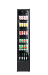Kühlschrank Glastür Schmall Schwarz NAP-150 - 390x470x1880 mm - 0.138 kW - Gastro-Bedarf24 GmbH