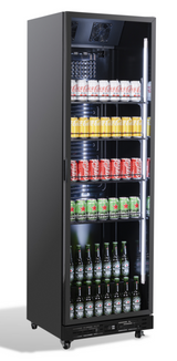 Kühlschrank 1 Glastür Schwarz NAP-360 - 595x580x1950 mm - 0.265 kW - Gastro-Bedarf24 GmbH
