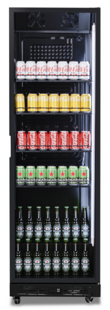 Kühlschrank 1 Glastür Schwarz NAP-360 - 595x580x1950 mm - 0.265 kW - Gastro-Bedarf24 GmbH