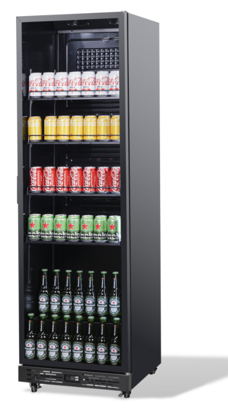 Kühlschrank 1 Glastür Schwarz NAP-360 - 595x580x1950 mm - 0.265 kW - Gastro-Bedarf24 GmbH