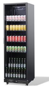 Kühlschrank 1 Glastür Schwarz NAP-360 - 595x580x1950 mm - 0.265 kW - Gastro-Bedarf24 GmbH