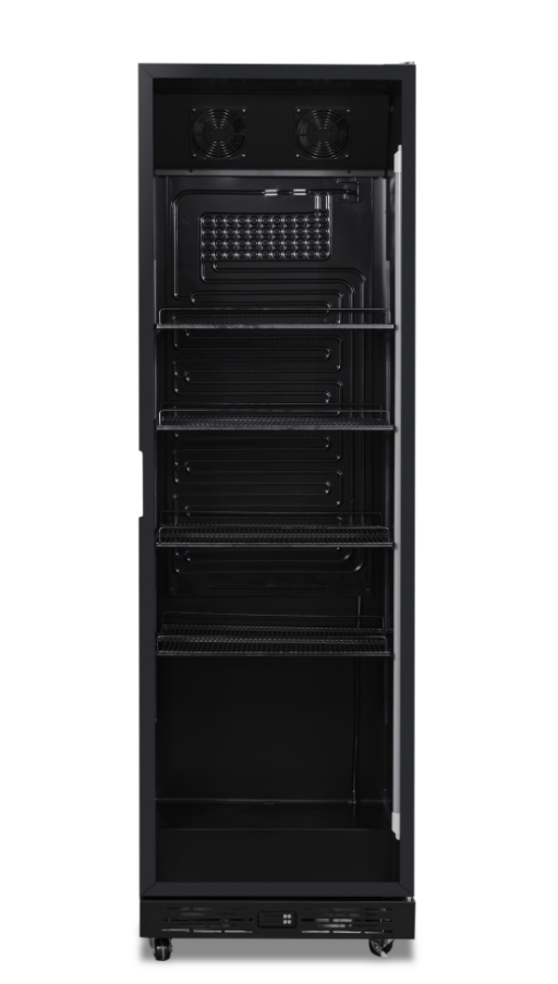 Kühlschrank 1 Glastür Schwarz NAP-360 - 595x580x1950 mm - 0.265 kW - Gastro-Bedarf24 GmbH