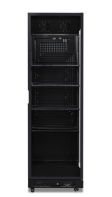 Kühlschrank 1 Glastür Schwarz NAP-360 - 595x580x1950 mm - 0.265 kW - Gastro-Bedarf24 GmbH