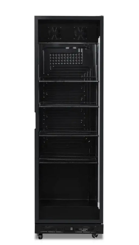 Kühlschrank 1 Glastür Schwarz NAP-360 - 595x580x1950 mm - 0.265 kW - Gastro-Bedarf24 GmbH