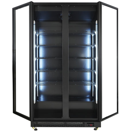 Kühlschrank 2 Glastüren Schwarz NAP-850 - 1120x597x2110 mm - 0.4 kW - Gastro-Bedarf24 GmbH