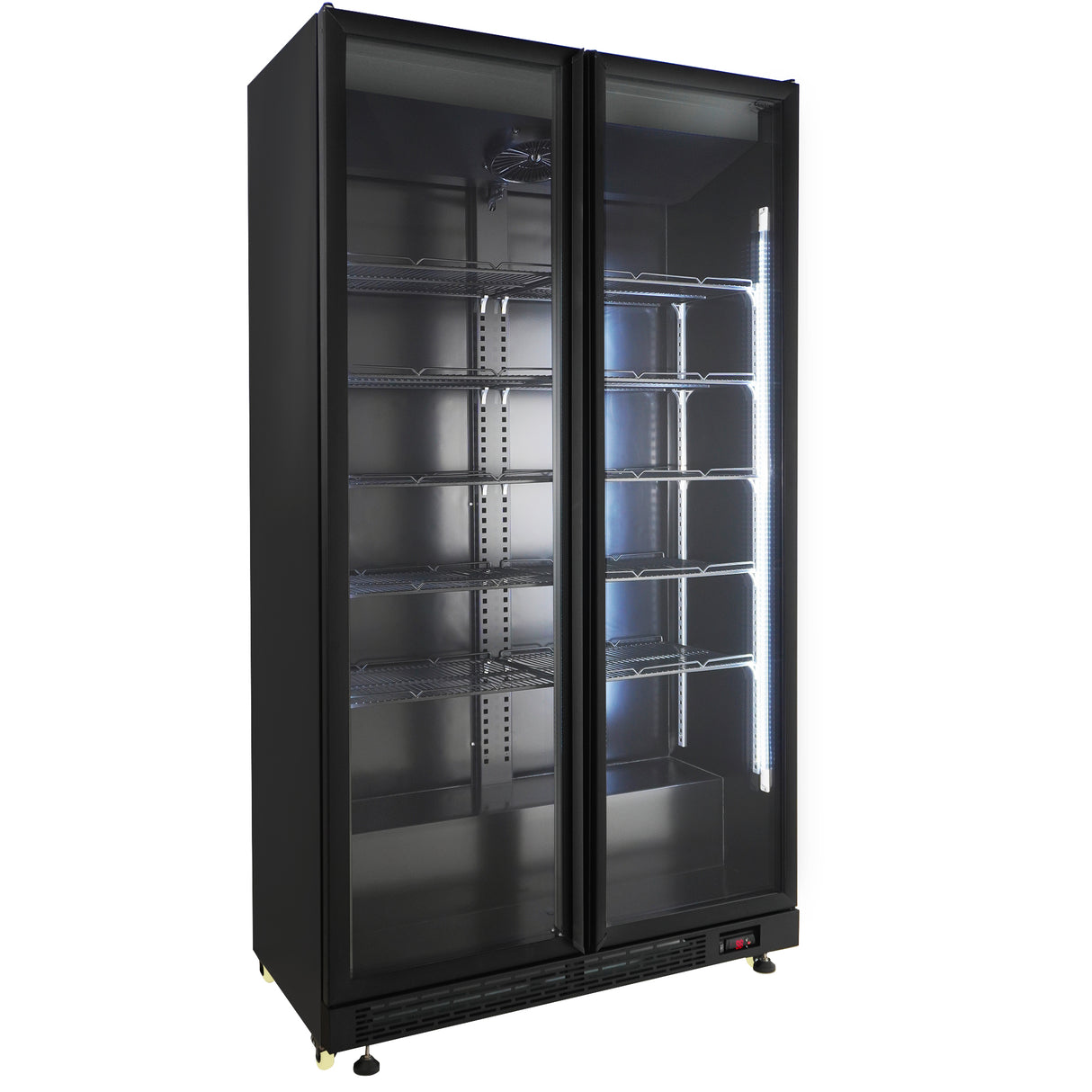 Kühlschrank 2 Glastüren Schwarz NAP-850 - 1120x597x2110 mm - 0.4 kW - Gastro-Bedarf24 GmbH