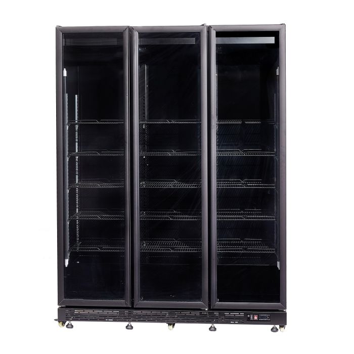 Getränkekühlschrank mit 3 Türen - Schwarz - 1200 Liter - 1600x600x2100 mm - inkl. Räder und Türheizung