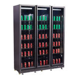 Getränkekühlschrank mit 3 Türen - Schwarz - 1200 Liter - 1600x600x2100 mm - inkl. Räder